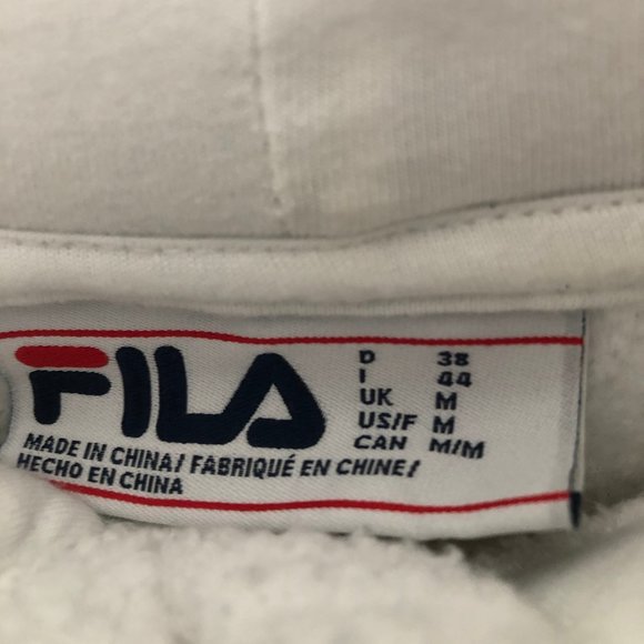 FILA White Hoodie Sherpa Fuzzy Fleece Crop Jacket Pullover Size Medium - Picture 4 of 10